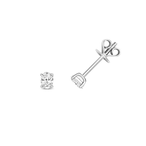 Diamond Oval Cut Earring Studs 0.28ct -18ct White Gold